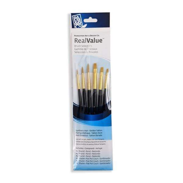 Princeton - Real Value - Short Handle Gold Taklon Brush Set - 6 Pack
