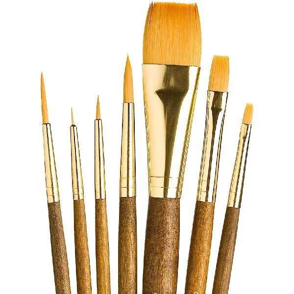 Princeton - Real Value - Short Handle Gold Taklon Brush Set - 7 Pack - Image 2