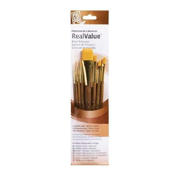 Princeton - Real Value - Short Handle Gold Taklon Brush Set - 7 Pack