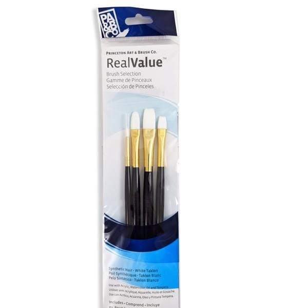 Princeton - Real Value - Short Handle White Taklon Brush Set - 4 Pack 9130