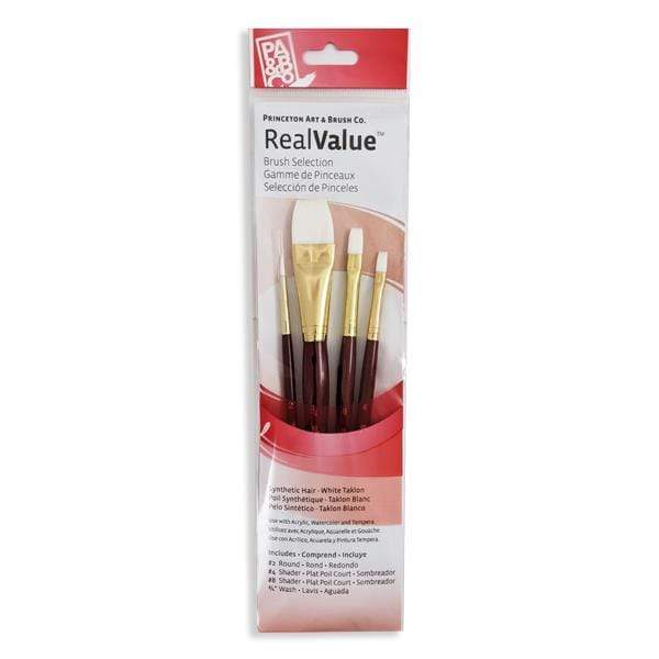 Princeton - Real Value - Short Handle White Taklon Brush Set - 4 Pack
