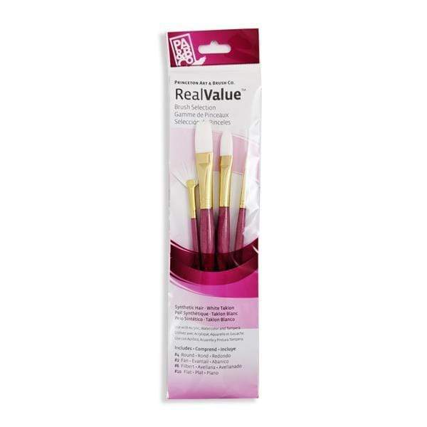 Princeton - Real Value - Short Handle White Taklon Brush Set - 4 Pack