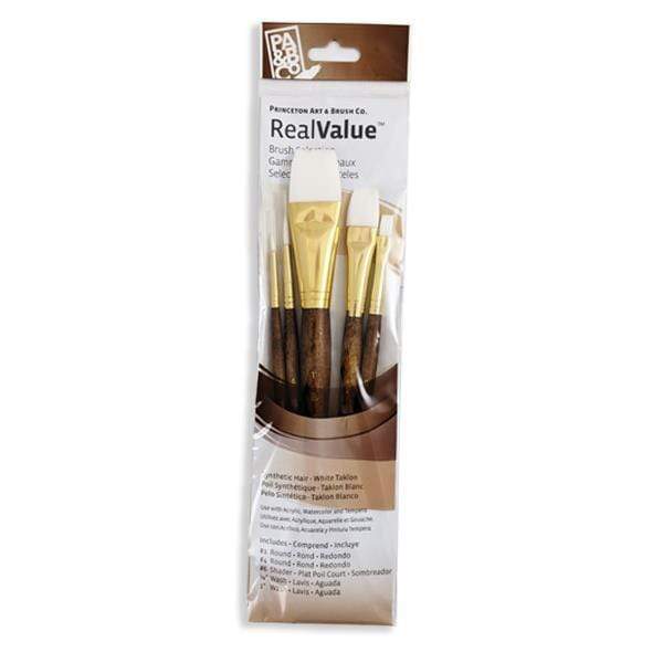 Princeton - Real Value - Short Handle White Taklon Brush Set - 5 Pack