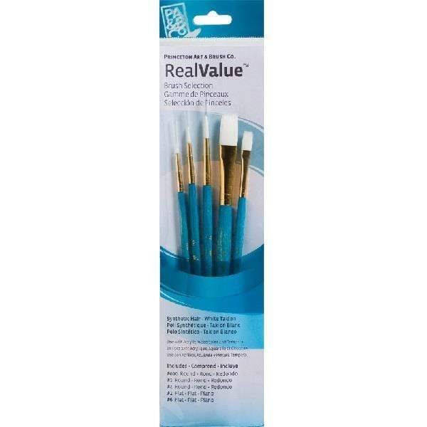 Princeton - Real Value - Short Handle White Taklon Brush Set - 5 Pack