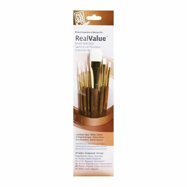 Princeton - Real Value - Short Handle White Taklon Brush Set - 6 Pack