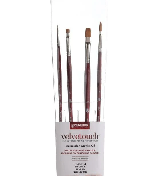 Princeton - Velvetouch - Mixed Media Brush Set - 4 Long Handle Brushes