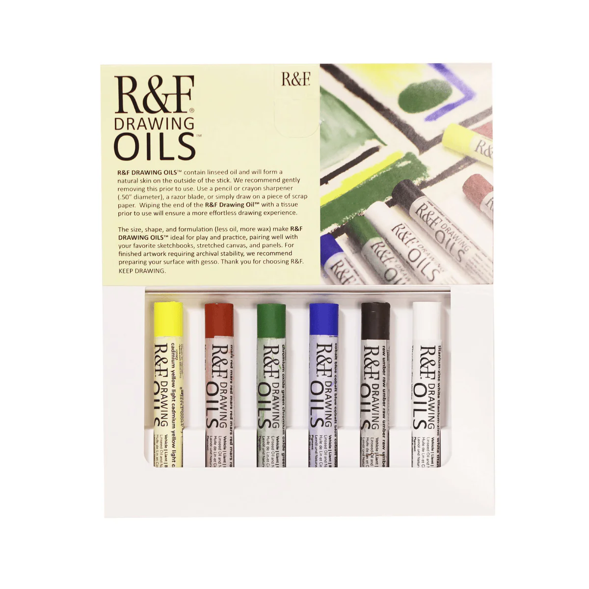 R&F - Drawing Oils - Introductory Colour Set - 6 x 12mL Sticks - Image 2
