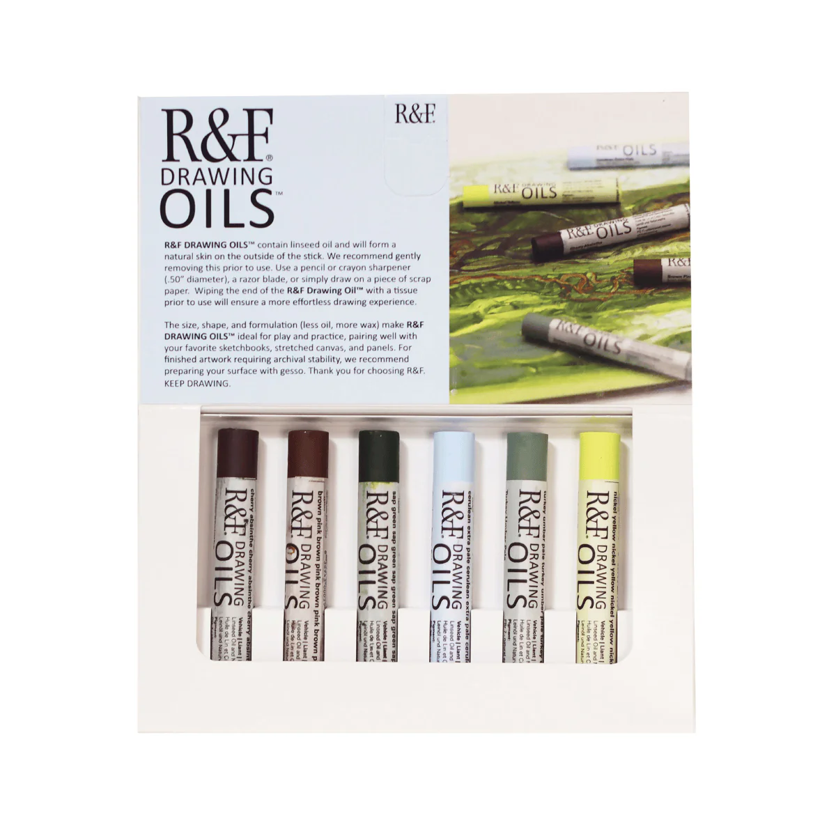 R&F - Drawing Oils - Landscape Colour Set - 6 x 12mL Sticks - Image 2