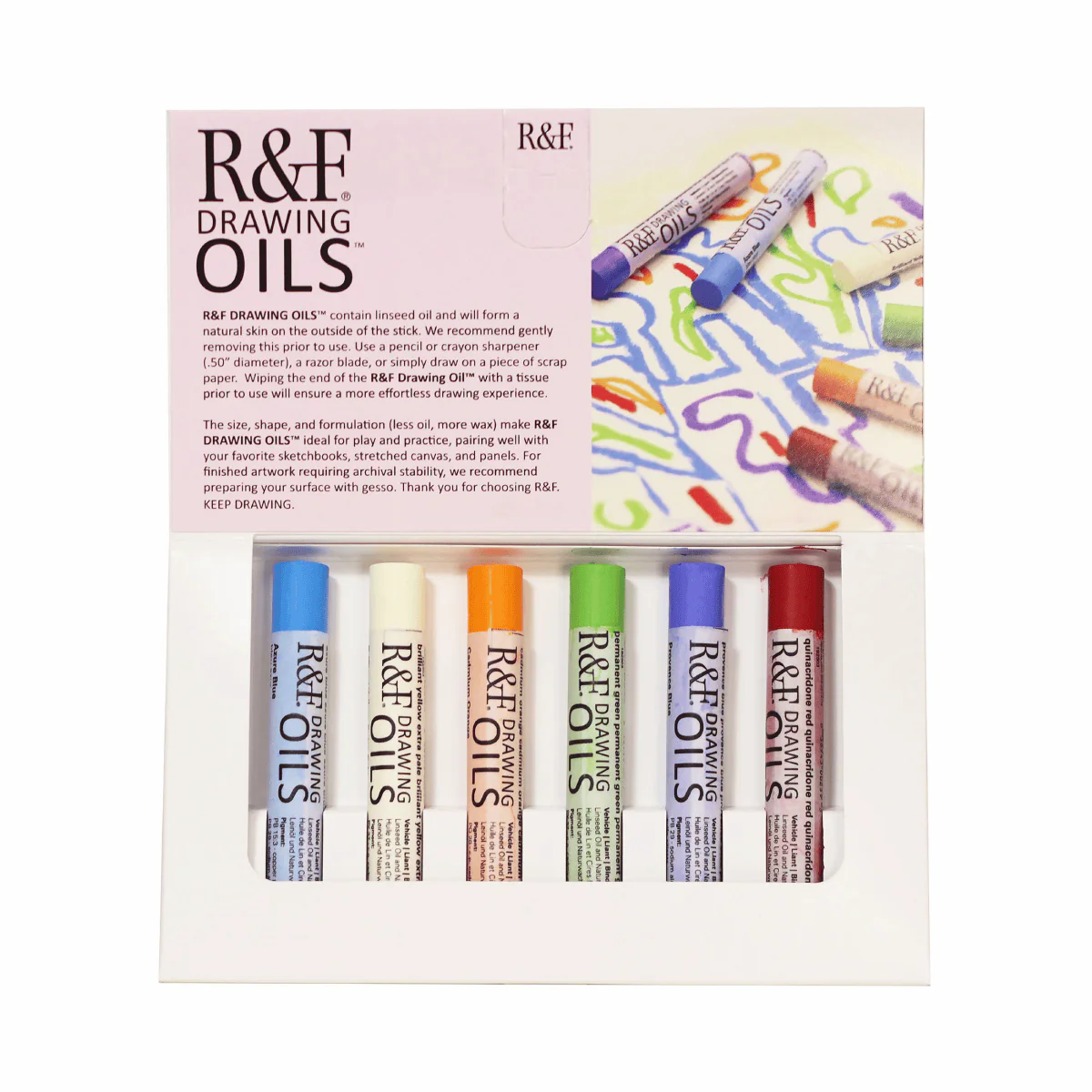 R&F - Drawing Oils - Modern Colour Set - 6 x 12mL Sticks - Image 2