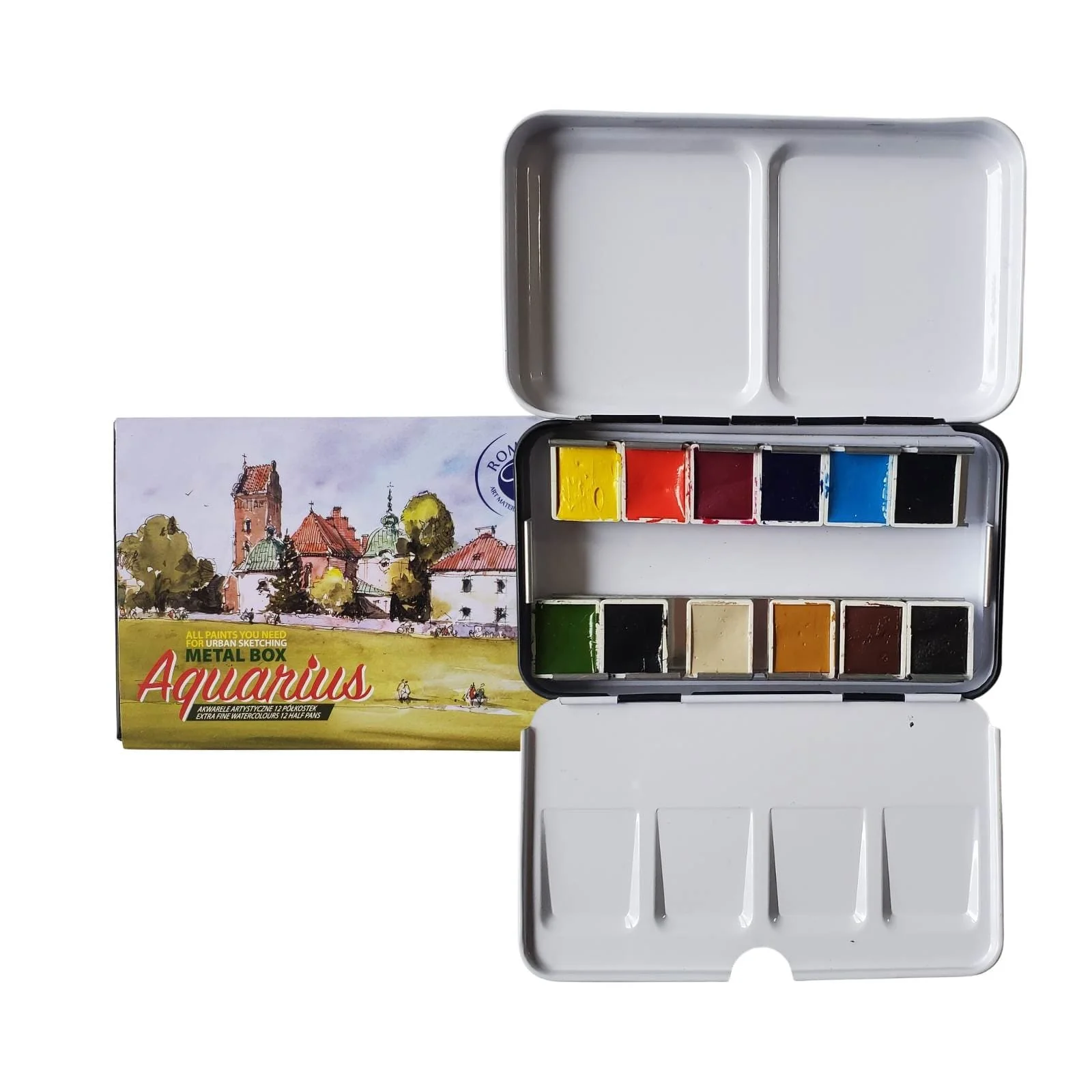 Roman Szmal - Aquarius Watercolour Set - Urban Sketching Palette - 12 Half Pans