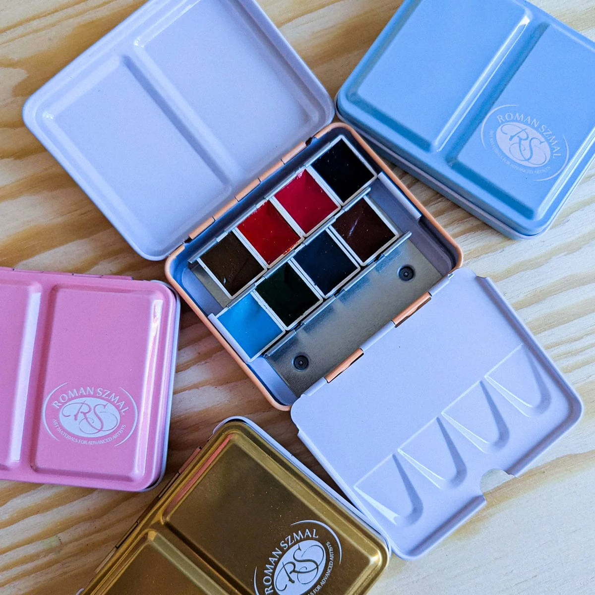 Roman Szmal - Aquarius Watercolours - Mini Urban Sketchers Travel Palettes - 8 Half Pans