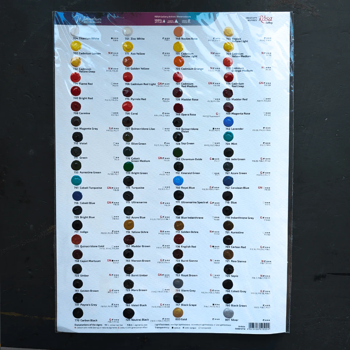 ROSA Gallery - Professional Watercolours - Dot Card - 80 Colours