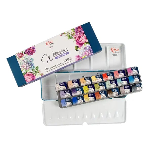 ROSA Gallery - Professional Watercolours - Romantic Palette - 21 Colour Travel Set