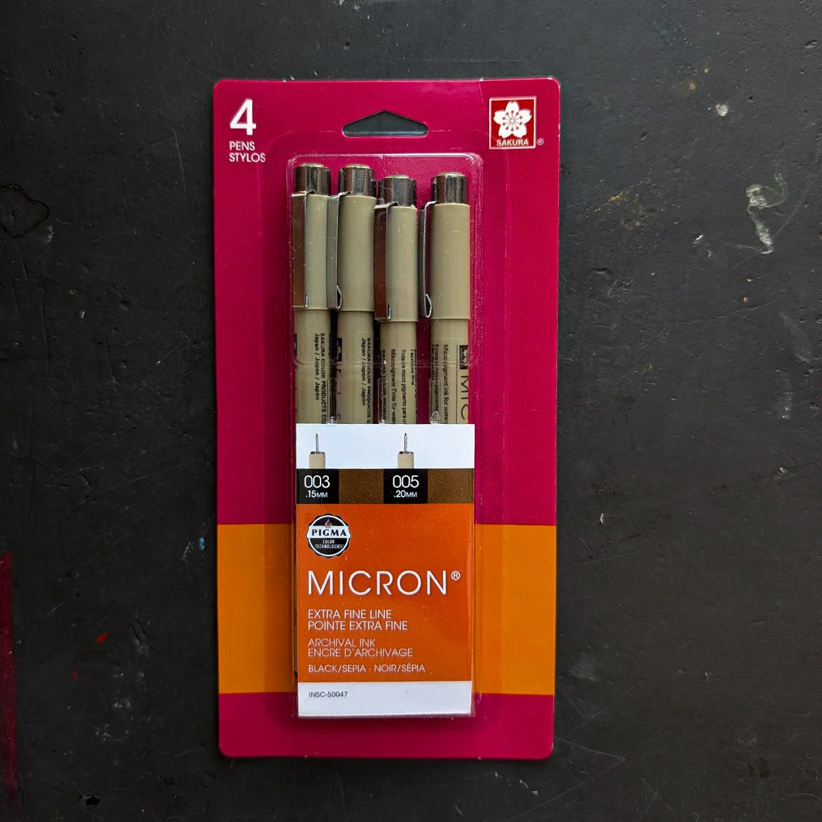 Sakura - Pigma Micron Fineliner Pens - Set of 4 - Extra Fine - Black and Sepia