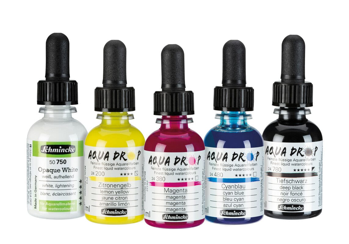 Schmincke - Aqua Drop - Liquid Watercolour - Set of 5 Primary Colours - Image 2