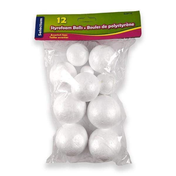 Selectum - Styrofoam Balls - Assorted Sizes - 12 Pack
