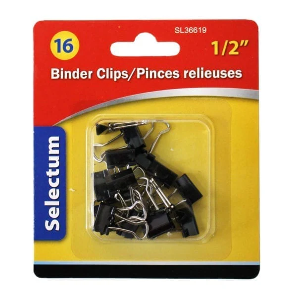 Selectum - Fashion "Clip it" Essentials - Fold-Back Clips - 1/2" Wide - 16 Pack