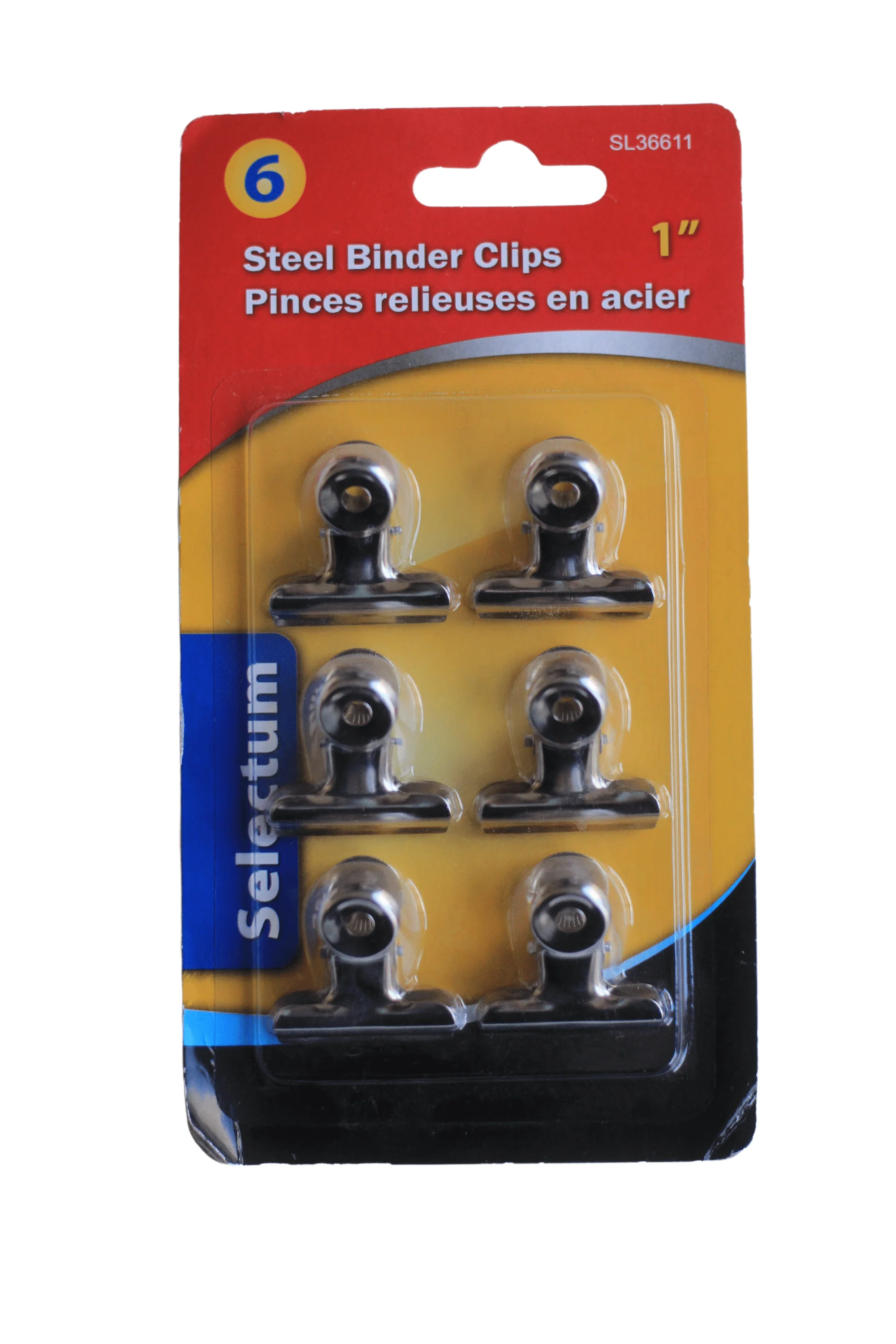 Selectum - Steel Binder Clips - 1" Wide - 6 Pack