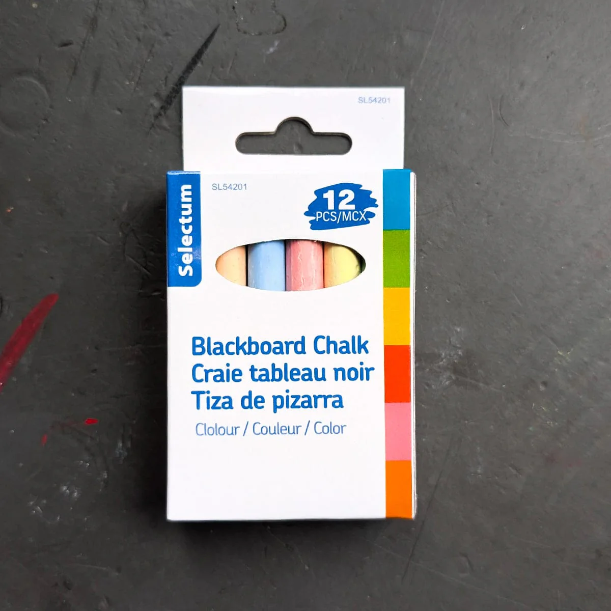 Selectum - Blackboard Chalk - 12 Pack - Colour Assortment