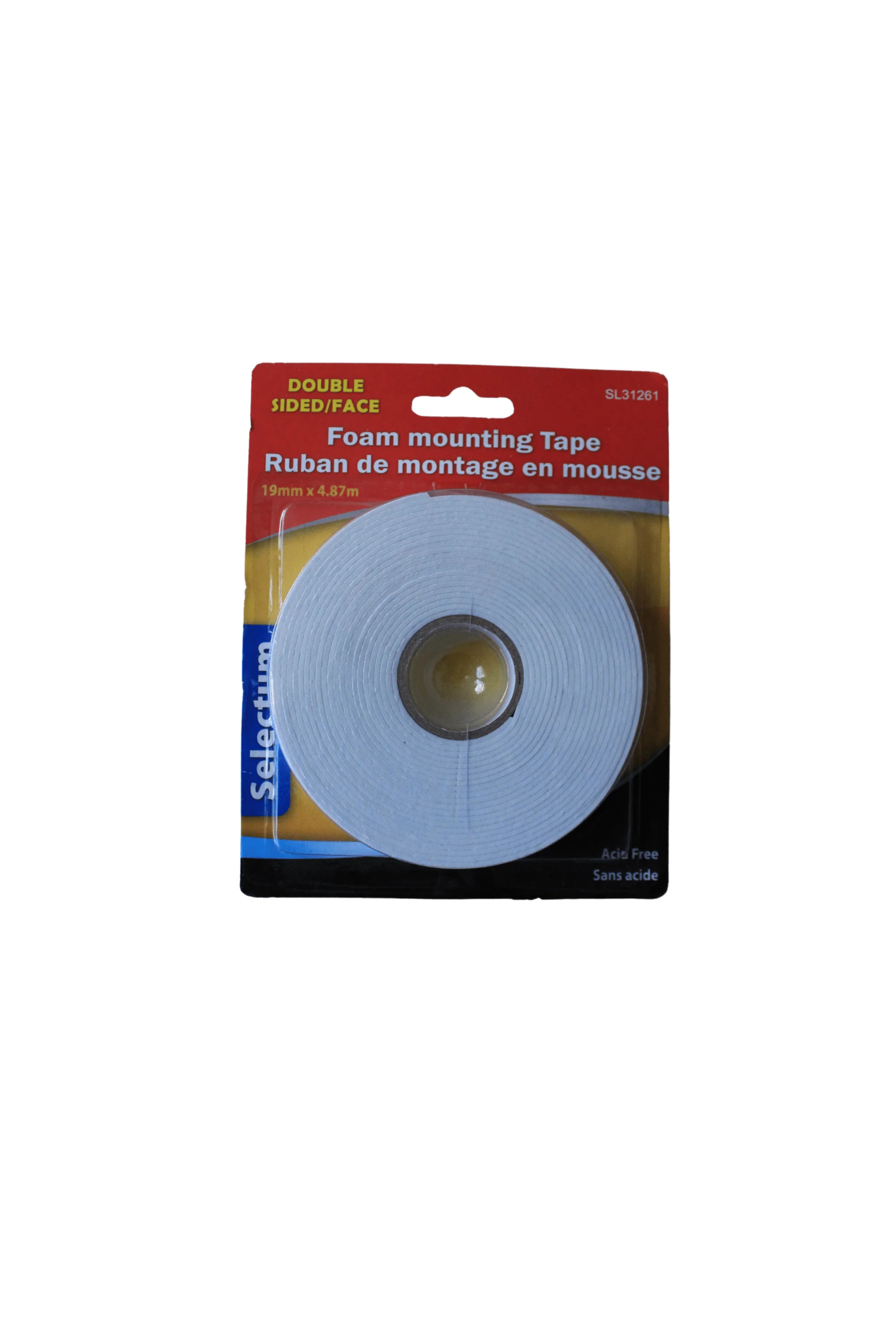 Selectum - Foam Mounting Tape - Double Sided - 19mm x 4.87m Roll