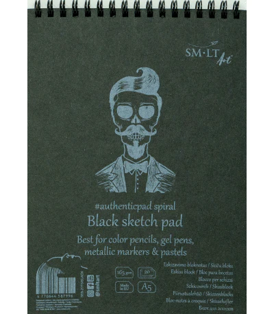 SM-LT - Spiral Sketch Pad - Black Paper - 14.8x21cm