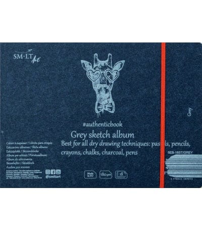 SM-LT - Stitched Sketch Pad - Grey Paper - 24.5x17.6cm