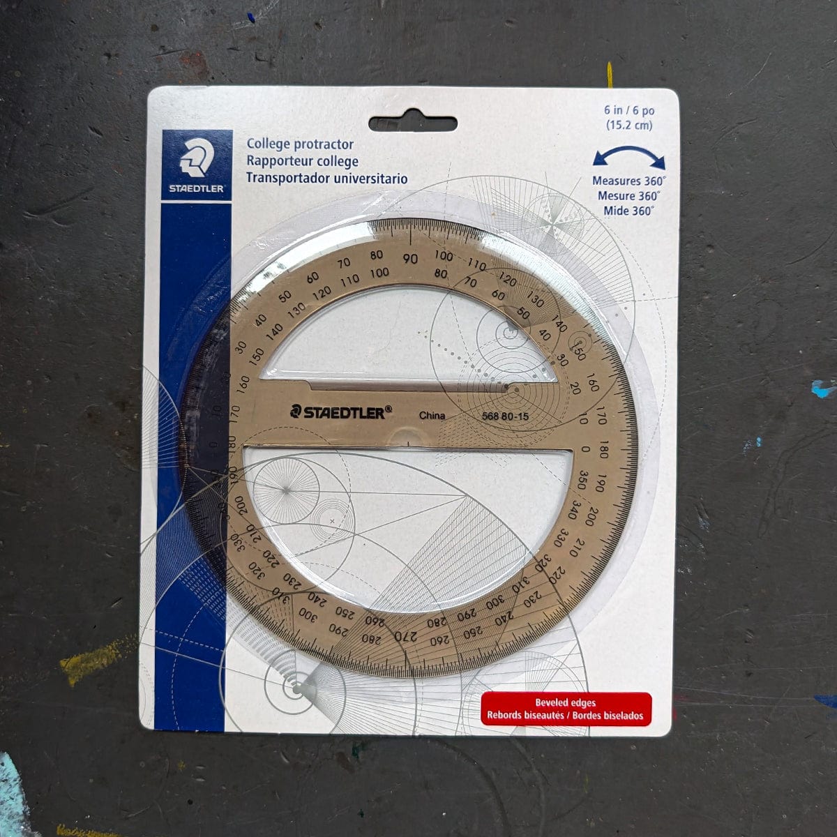 Staedtler - College Protractor - 6" Circle - Smoke Tint