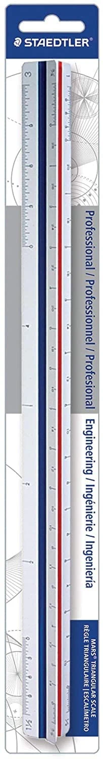 Staedtler - Mars Tri-Scale Ruler - Engineer - 12" Imperial - Professional
