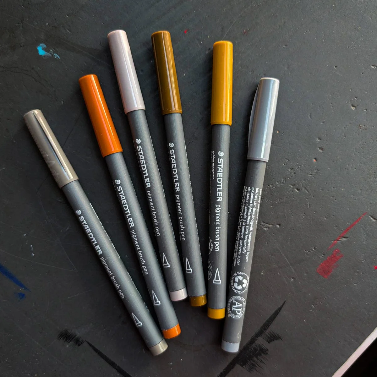 Staedtler - Pigment Brush Pens - Greys & Caramels - Set of 6 Colours - Image 2