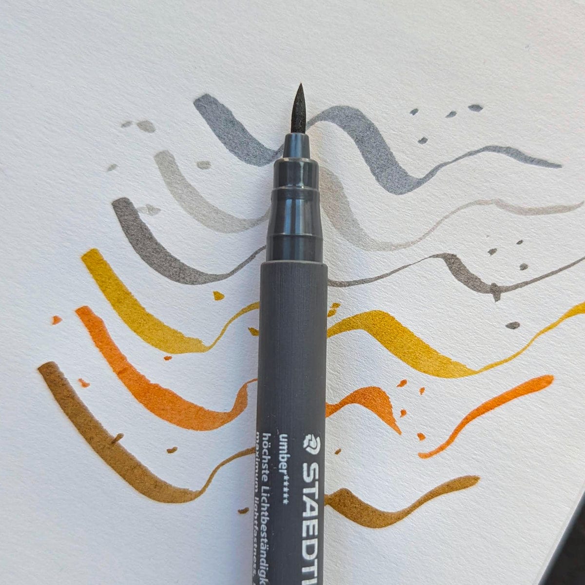 Staedtler - Pigment Brush Pens - Greys & Caramels - Set of 6 Colours - Image 3