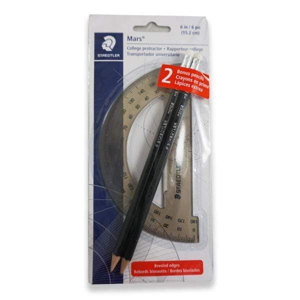 Staedtler - Protractor - 6" Half Circle - Transparent - 2 Bonus Pencils