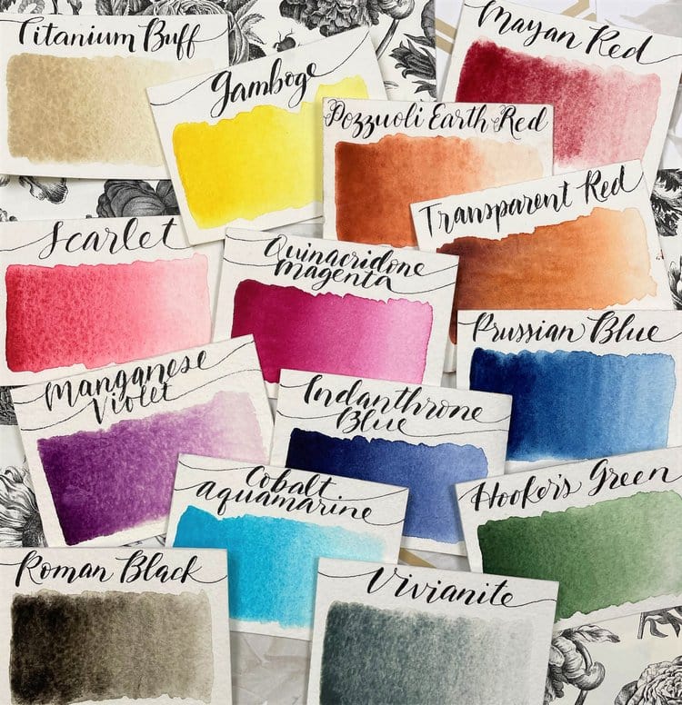 Stoneground - Watercolour Half Pans - Set of 14 Colours - Night Garden Palette