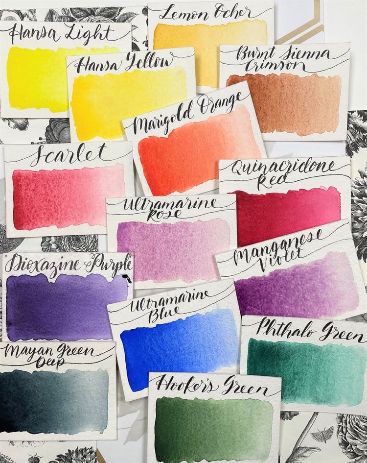 Stoneground - Watercolour Half Pans - Set of 14 Colours - Botanical Palette