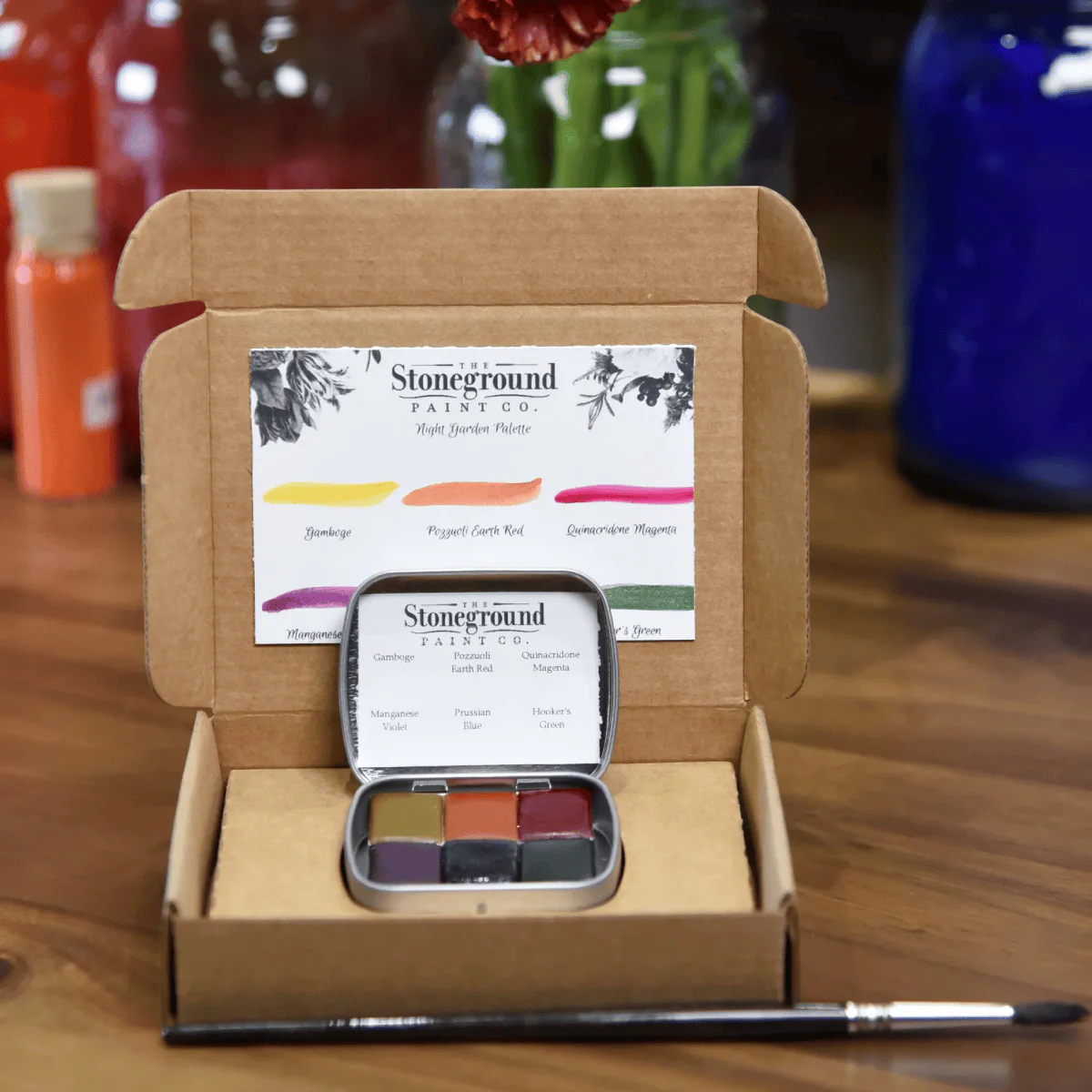 Stoneground - Watercolour Half Pans - Set of 6 Colours - Night Garden Palette
