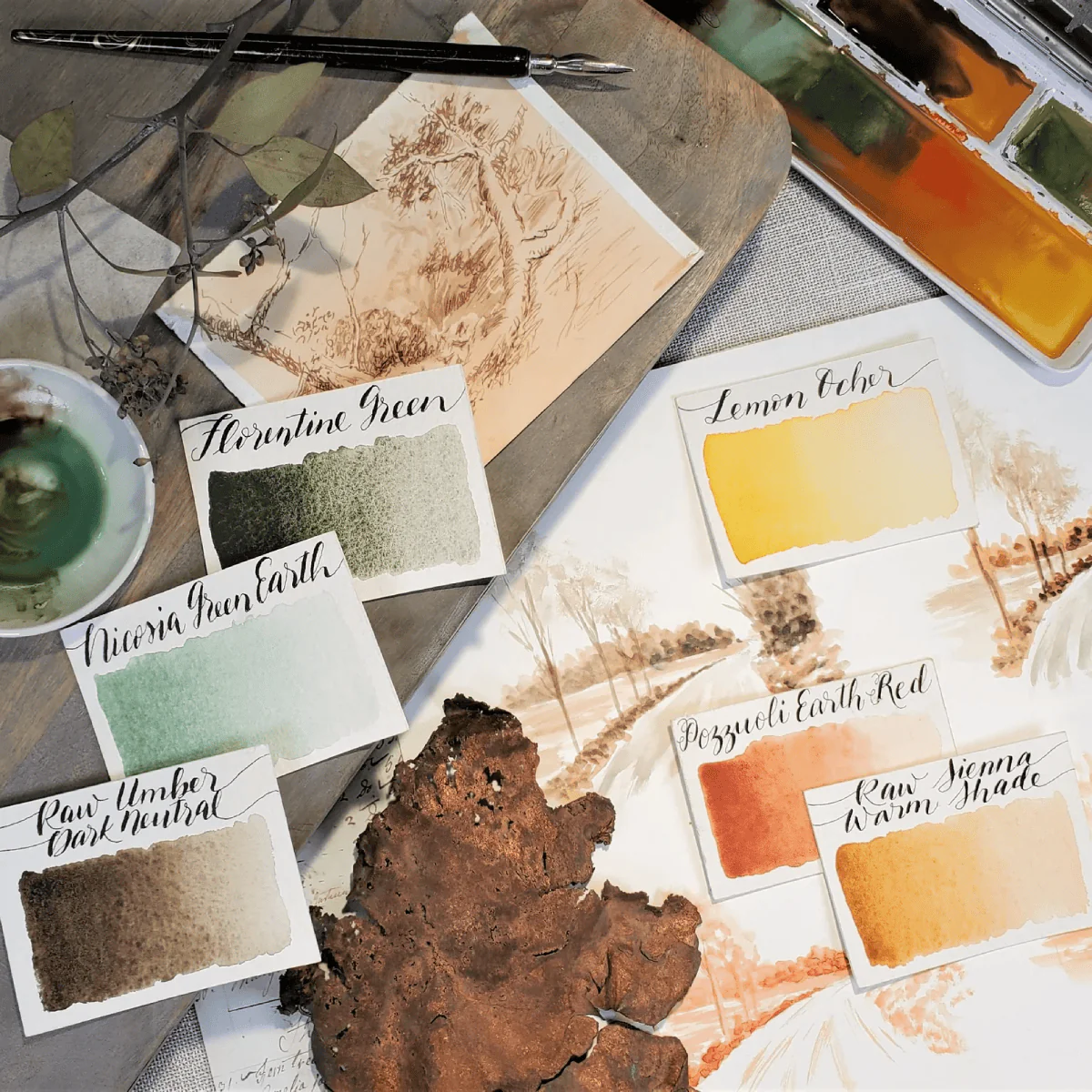 Stoneground - Watercolour Half Pans - Set of 6 Colours - Historic Palette
