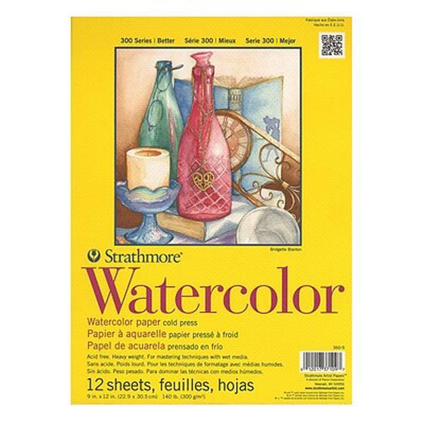 Strathmore - 300 Series - Watercolour Pad - Glue Bound - 9x12"