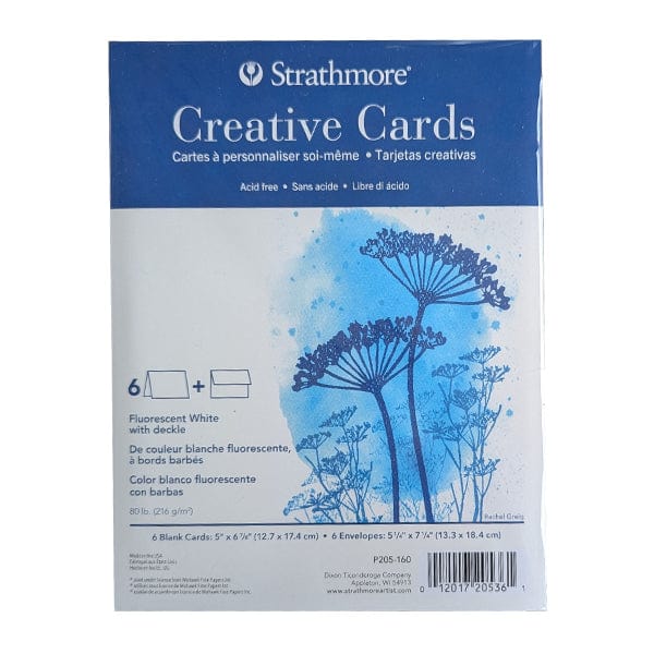 Strathmore - Creative Cards - Fluorescent White with Deckle - 6 Pack - 5x6.875"