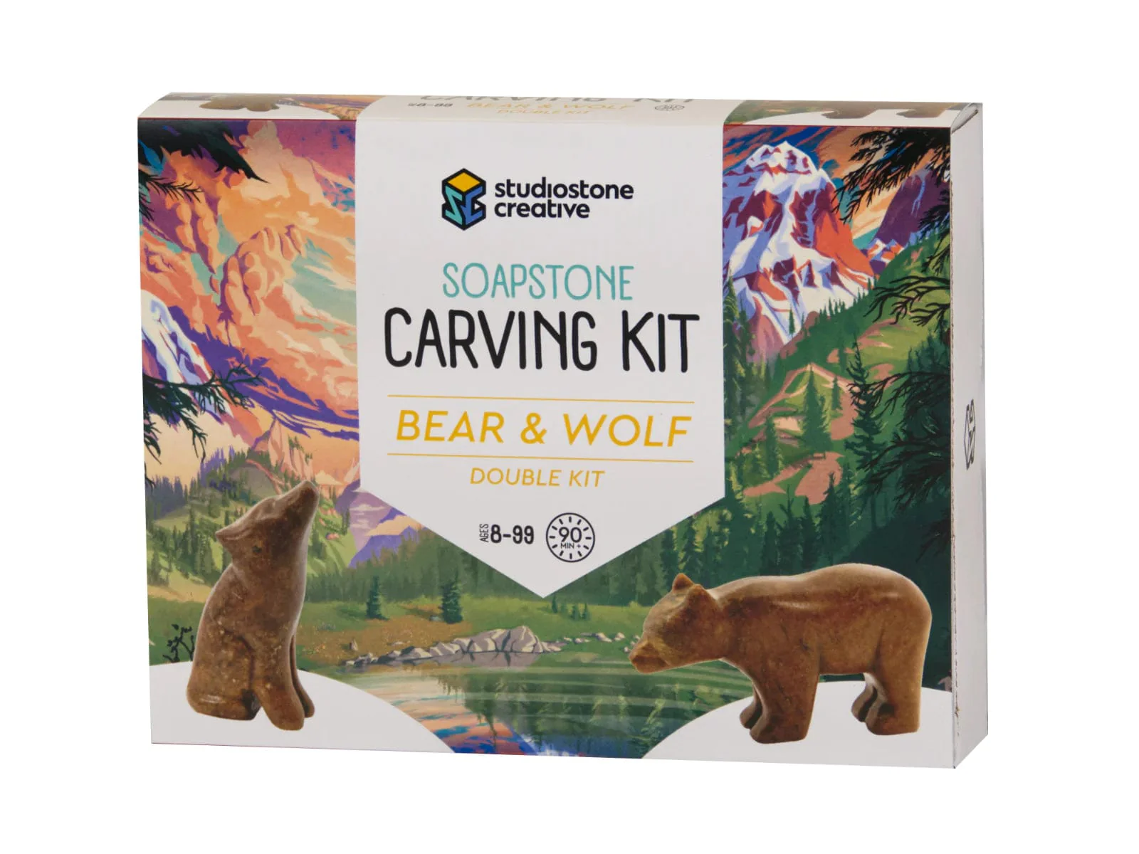 Studiostone Creative - Soapstone Carving Kit - Bear and Wolf