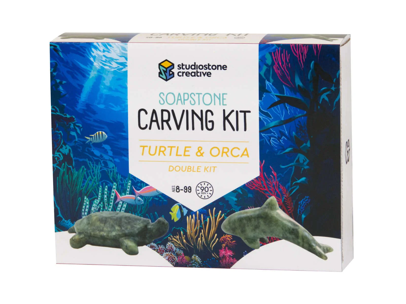 Studiostone Creative - Soapstone Carving Kit - Turtle and Orca
