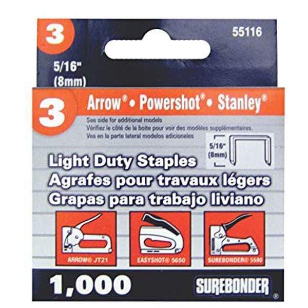 Surebonder - Staple Gun Staples - No. 3 Light Duty - 5/16"