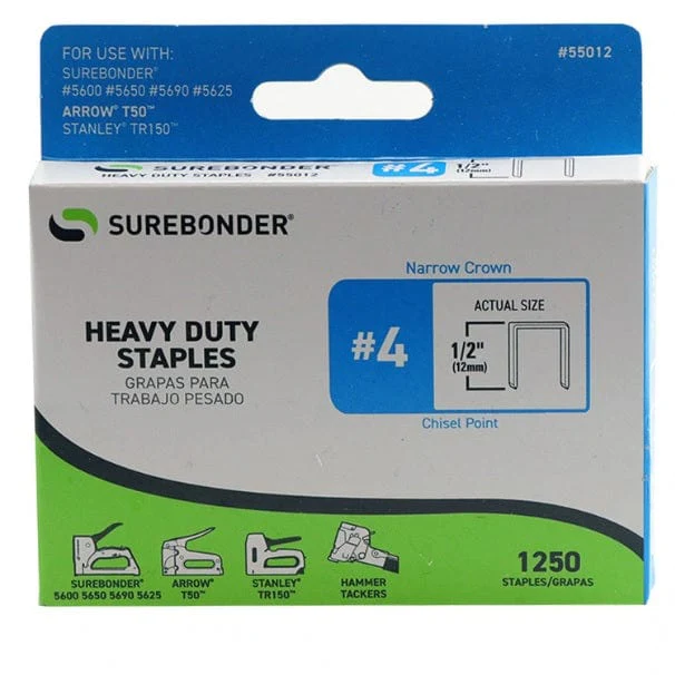 Surebonder - Staple Gun Staples - No. 4 Heavy Duty - 1/2"