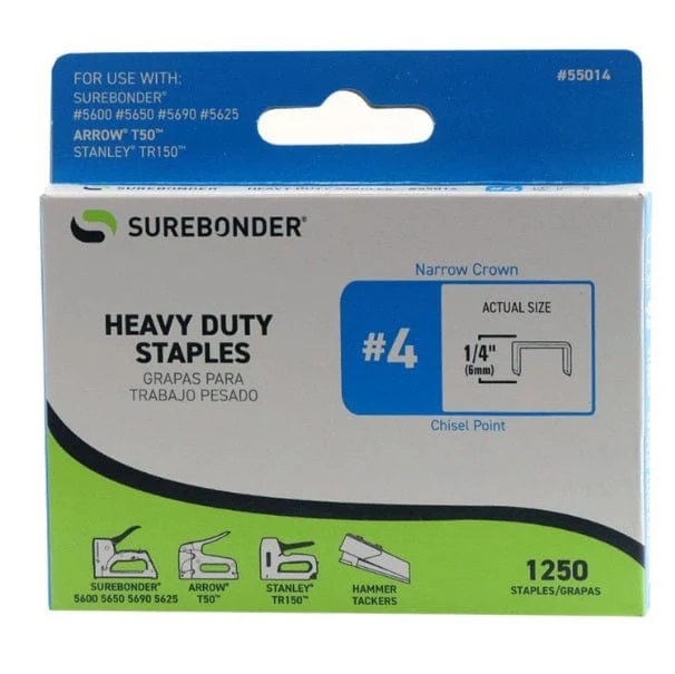 Surebonder - Staple Gun Staples - No. 4 Heavy Duty - 1/4"