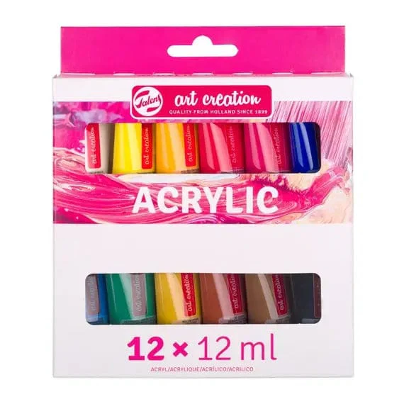 Talens - Art Creation - Acrylic Paint - Set of 12 x 12mL Tubes