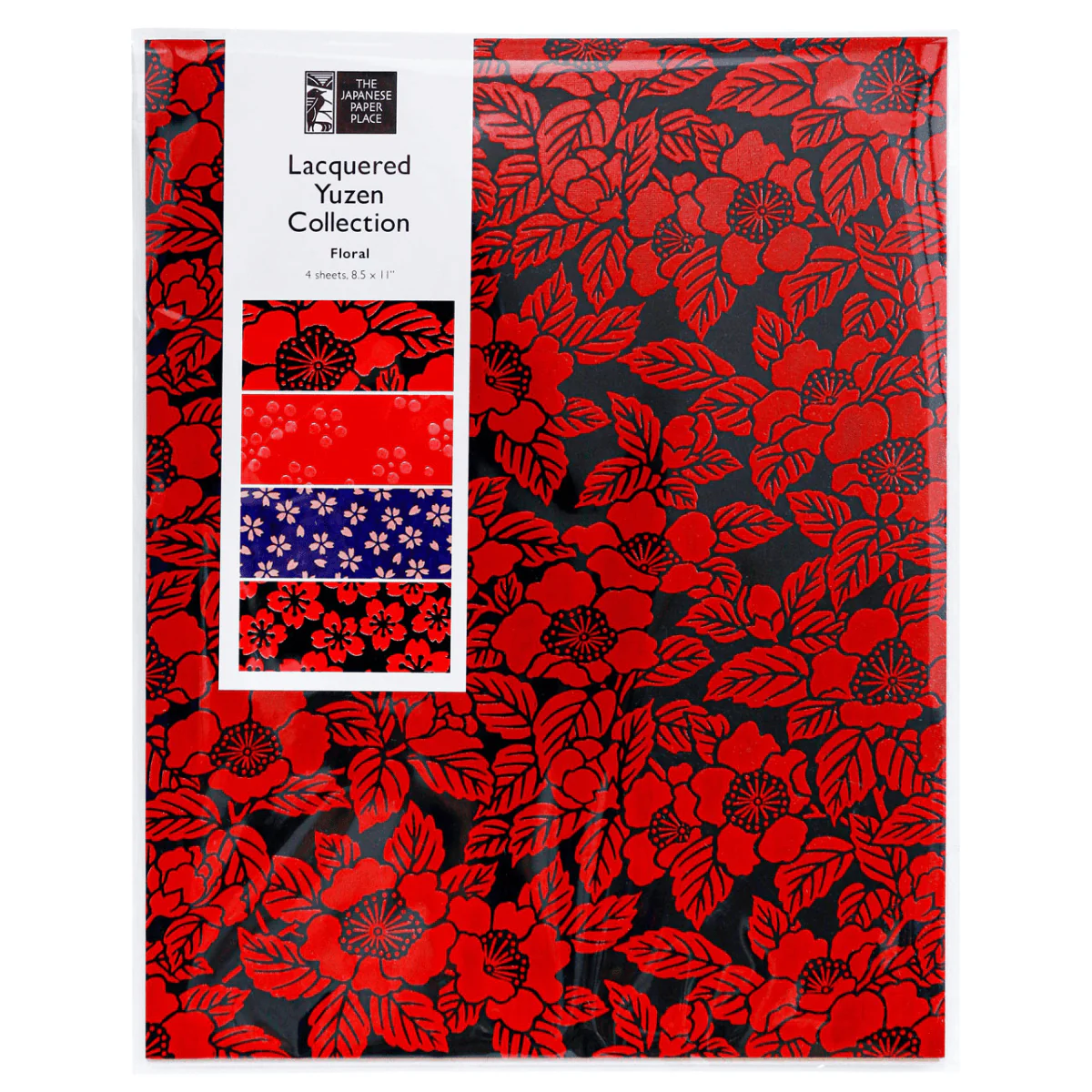 The Japanese Paper Place - Paper Potluck - Lacquered Yuzen Collection - Floral - Set of 4