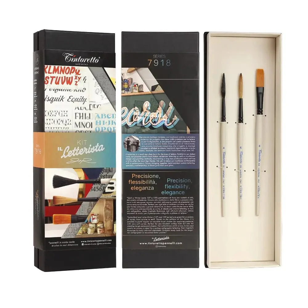 Tintoretto - Signature Artist Kit: Il Letterista - 3 Piece Lettering Brush Set