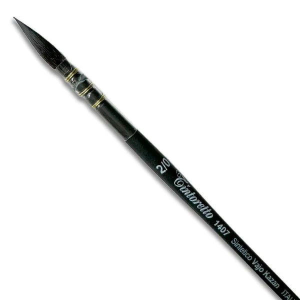 Tintoretto - Synthetic Kazan Squirrel Brush - Series 1407 - Round Mop - Size 2/0
