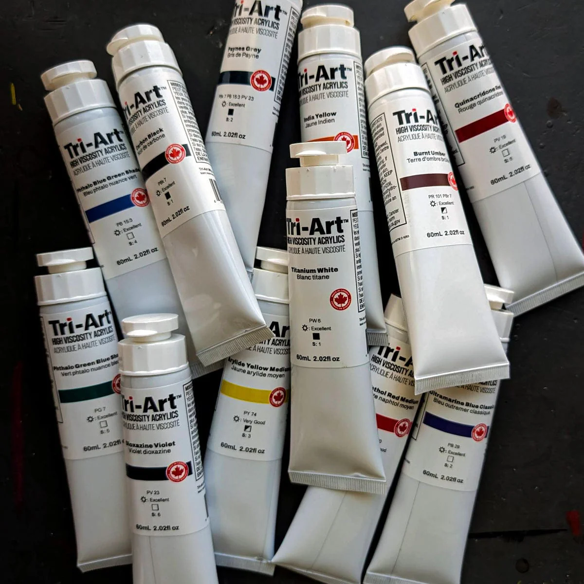 Tri-Art - High Viscosity Acrylic Paint - 60mL Tubes - Set of 12 Colours - Image 2