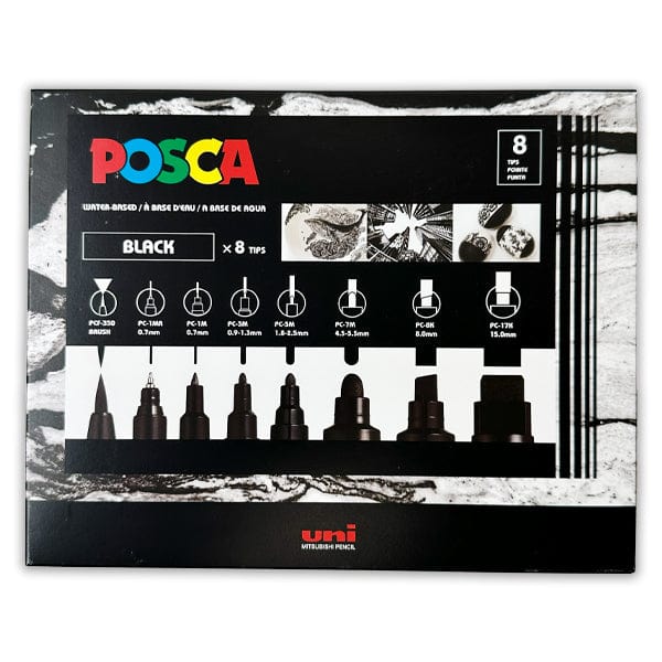 Uni - Posca - Paint Marker Set - 8 Piece All Black