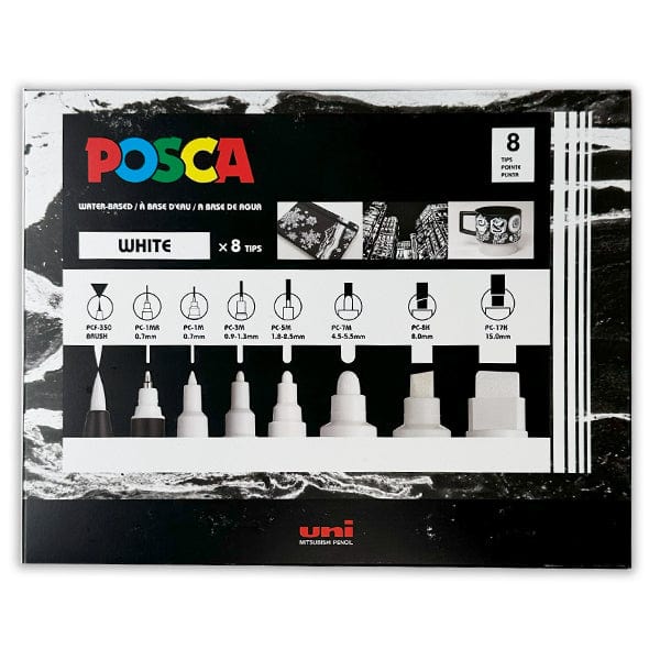 Uni - Posca - Paint Marker Set - 8 Piece All White