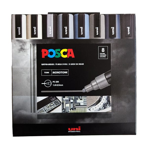 Uni - Posca - Paint Marker Set - 8 Pieces - Monotone - Medium Tip - PC-5M